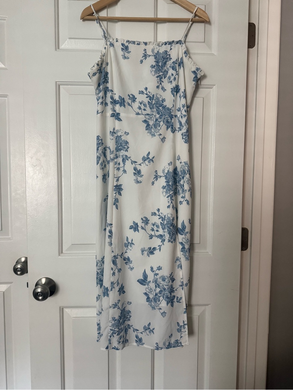 Blue Floral Midi Slip Dress